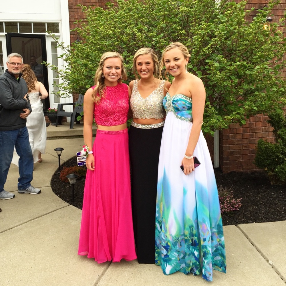 Blue and White Prom Dress